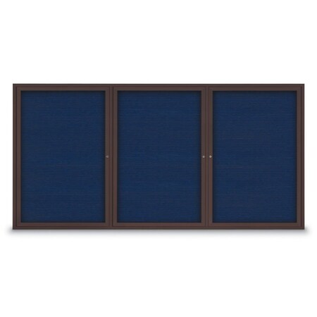 United Visual Products 18"x24" 1-Door Enclosed Outdoor Letterboard, Blue Felt/Bronze Alum UV1166D-BRONZE-BLUE